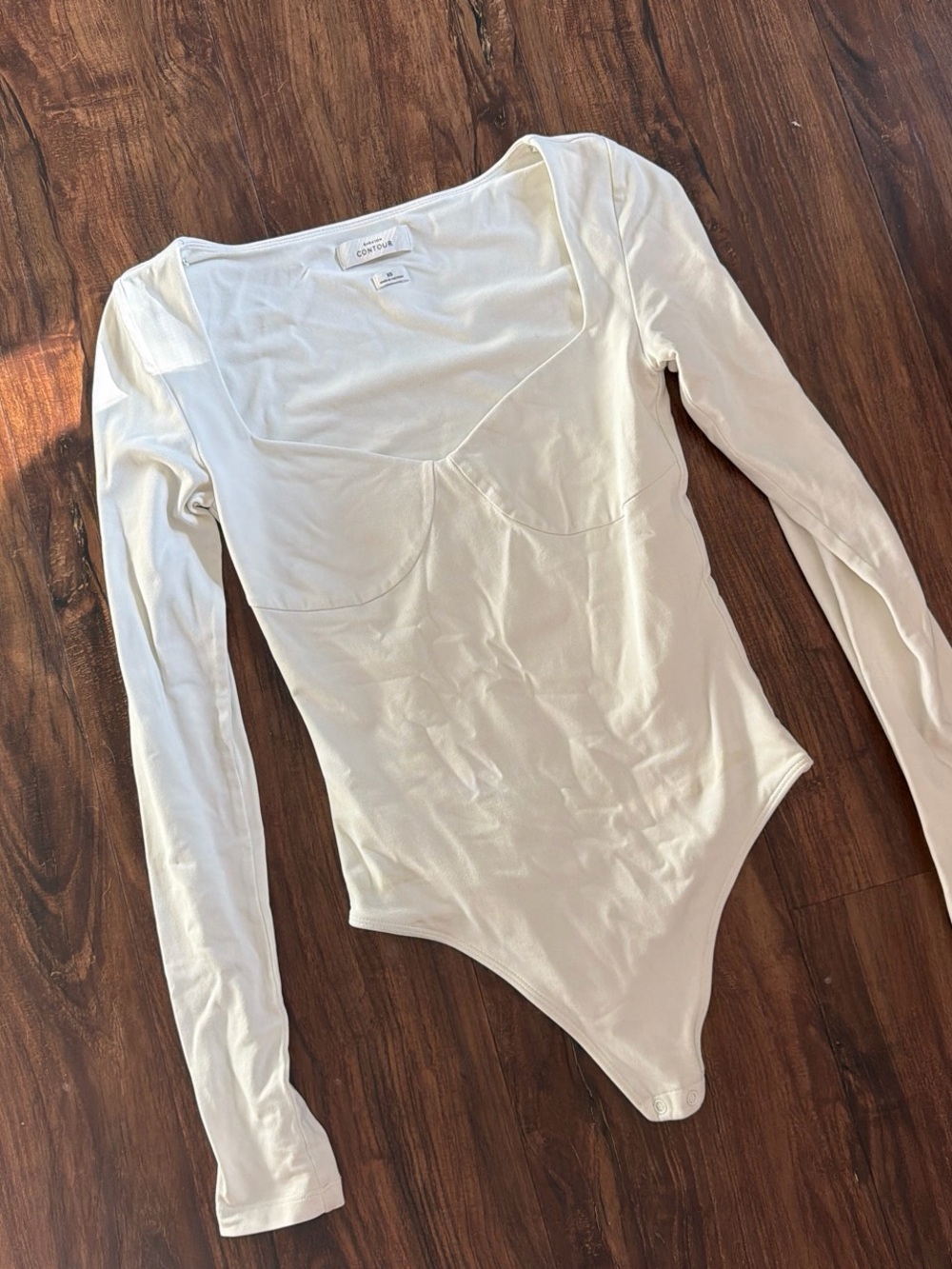 Babaton Ivory Long Sleeve Scoop-Neck Bodysuit